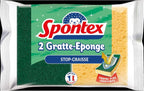 Spontex - Grease Remover Sponge - 2 Green Scouring Sponges - Grease Protection