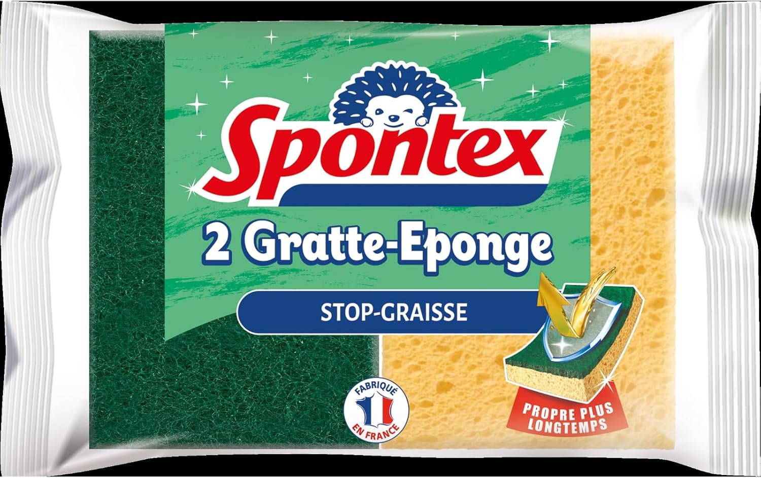 Spontex - Grease Remover Sponge - 2 Green Scouring Sponges - Grease Protection