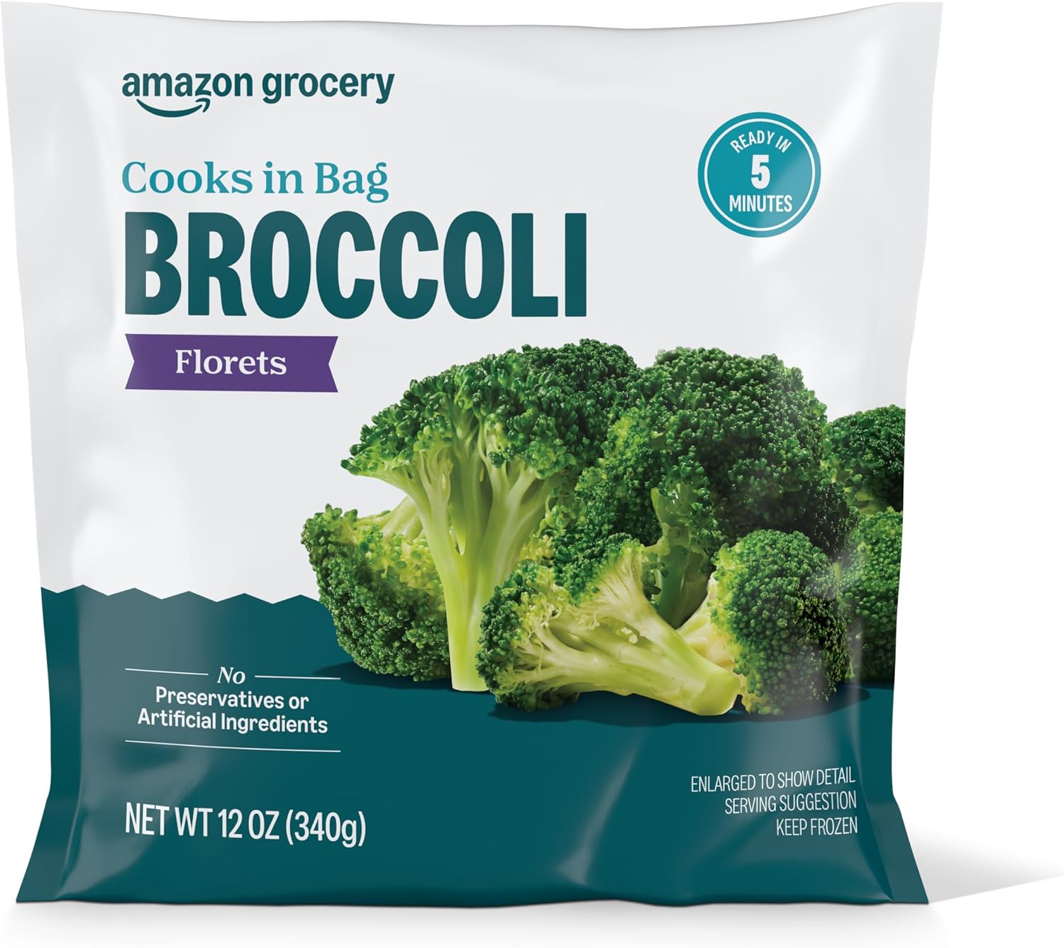 Amazon Grocery, Broccoli Florets, 12 Oz, Frozen