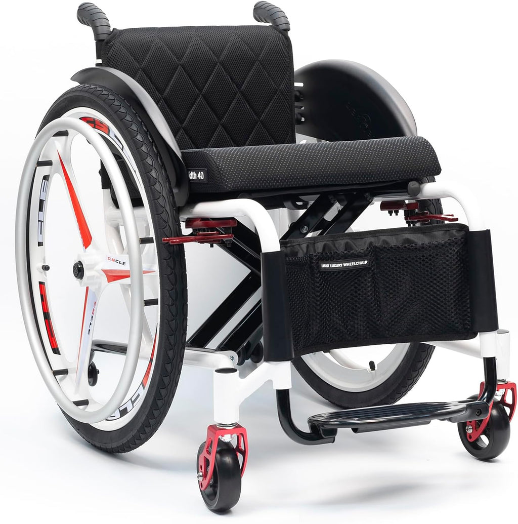 Lightweight Sports Wheelchair, Aluminum Lightweight Wheelchairs, Foldable Aluminum Wheelchair, Ultra-Light Sports Overall, for Teenagers, Adults, Seniors(38cm/15in)