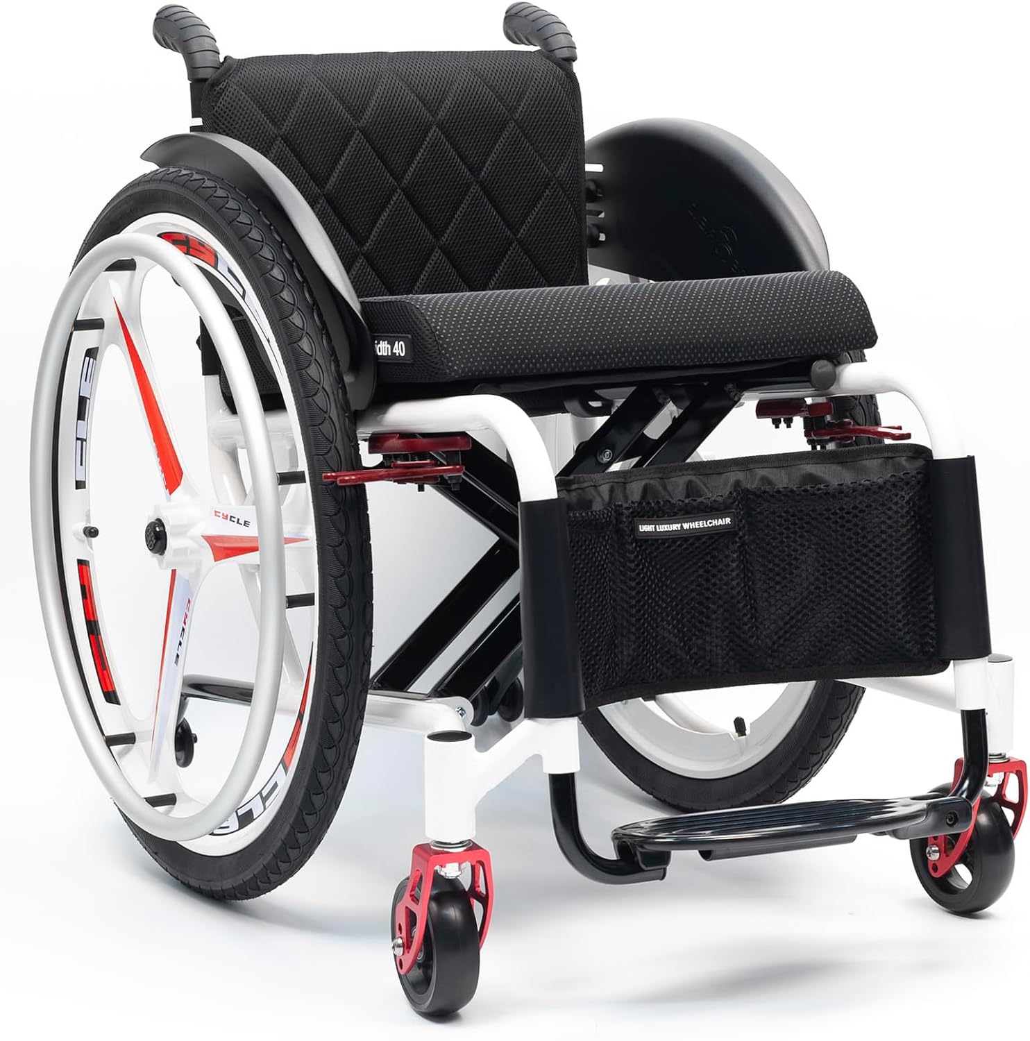 Lightweight Sports Wheelchair, Aluminum Lightweight Wheelchairs, Foldable Aluminum Wheelchair, Ultra-Light Sports Overall, for Teenagers, Adults, Seniors(38cm/15in)
