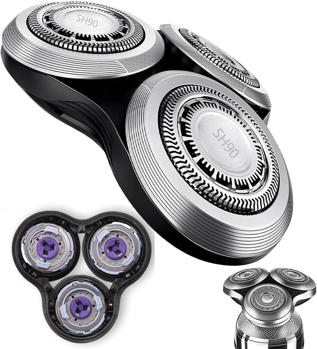 SH90 Replacement Heads Compatible with Philips Norelco Series 9000 & S8000,Metal Wheel Buckle Double-Layer Blades,Shaver Head for RQ10/RQ12