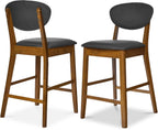 Best Choice Products Set of 2 Counter-Height Bar Stools, Mid-Century Modern, Armless Wood Stools W/Upholstered Seat Cushion & Backrest for Kitchen Island or Dining Room Bar - Walnut/Charcoal