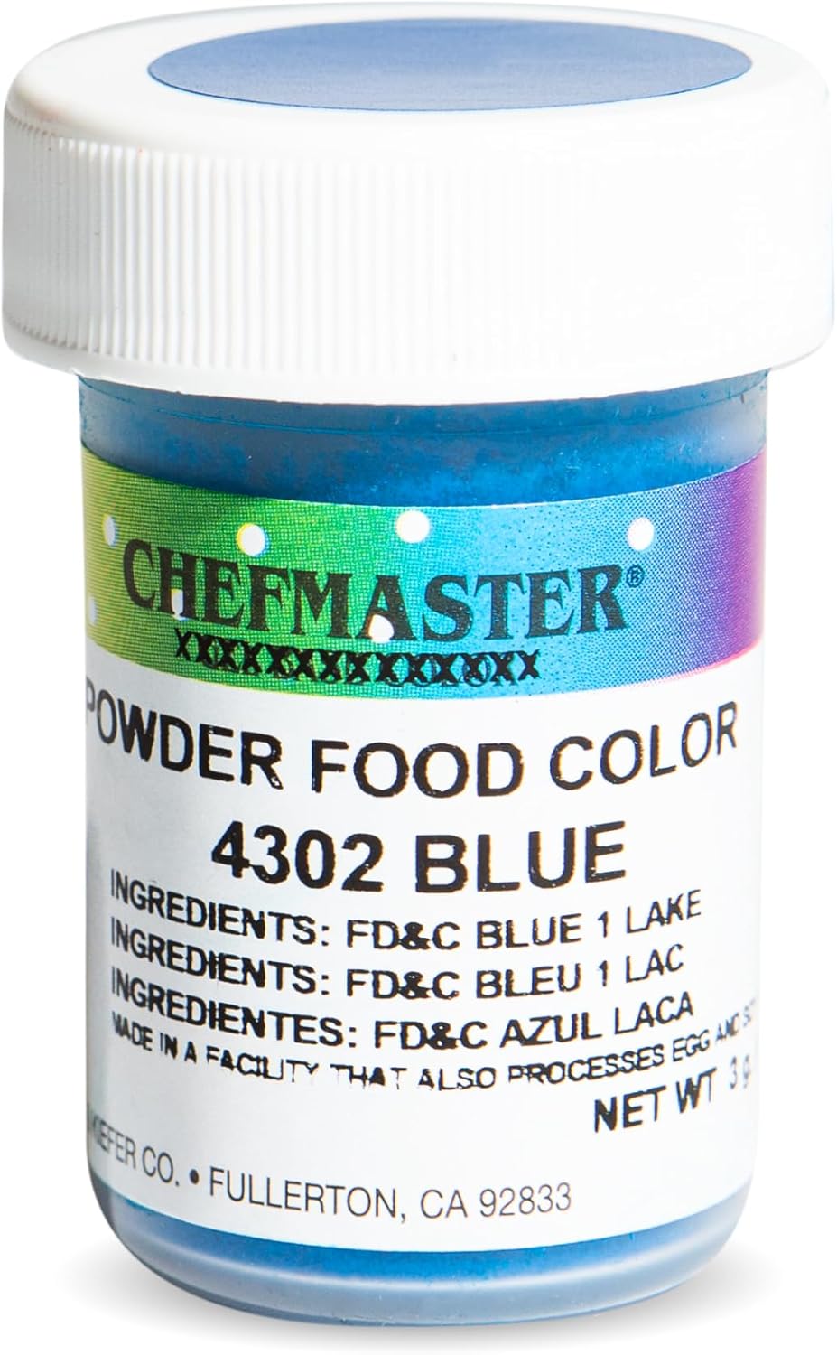Chefmaster Blue Dry Powder Candy Color | Vibrant Shades | Chocolate, Macarons, Fondant | Decorating | Professional-Grade Dye | Easy-to-Use | Manufactured in USA | 3 grams