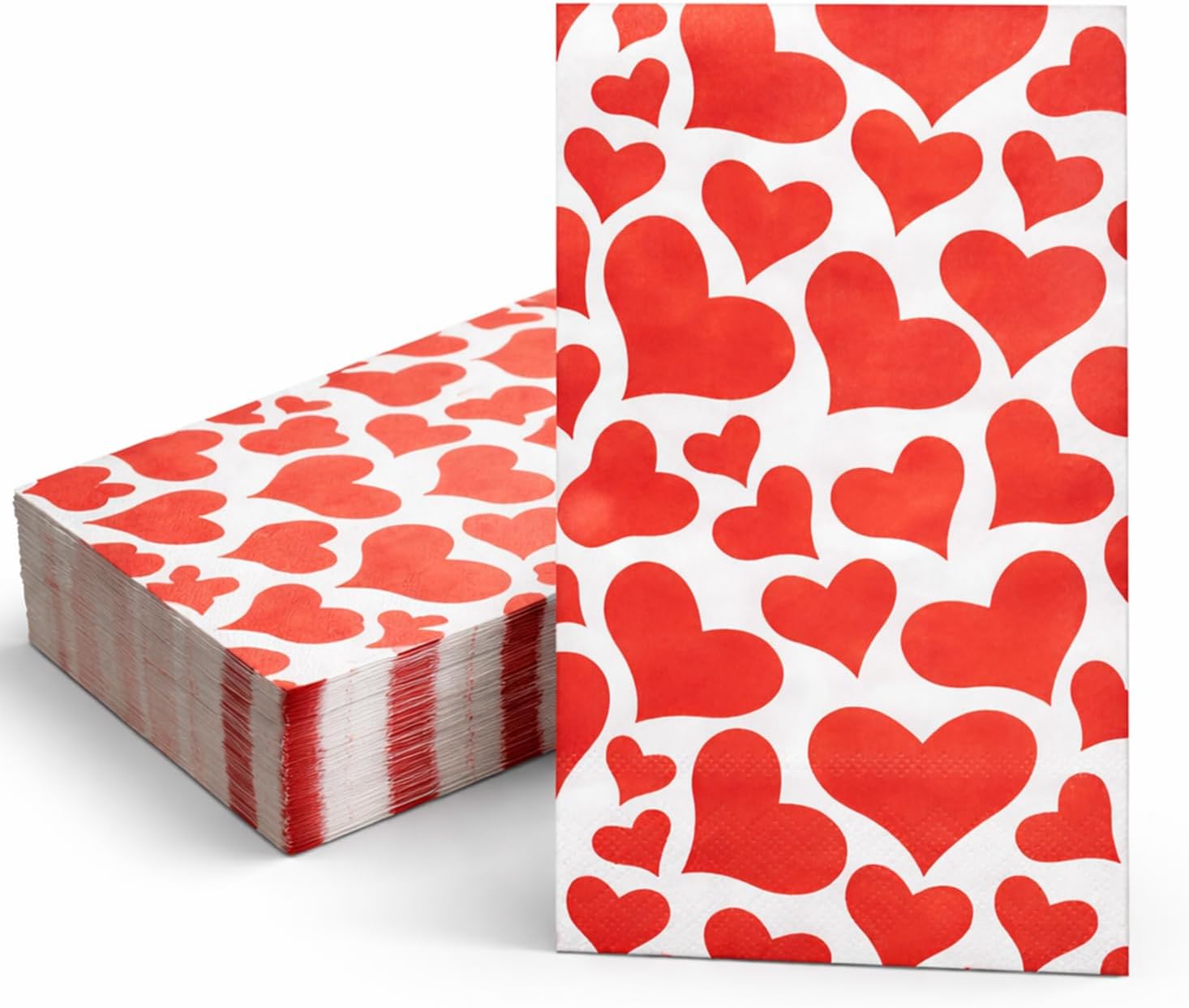 50 Pcs Valentine Disposable Paper Decorative Guest Napkins，Disposable Hand Towels for Bathroom, 2 Ply Love Hearts Hand Towel for Party Lunch Dinner Kitchen Bathroom (Valentine's)