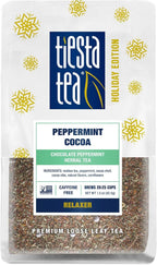 Tiesta Tea Cozy Peppermint Cocoa, Premium Loose Leaf Blends, Chocolate Peppermint Herbal Tea, Caffeine-Free, Holiday Blend, Holiday Edition, Hot or Iced Brew, Up to 25 Cups, 1.5oz Resealable Pouch