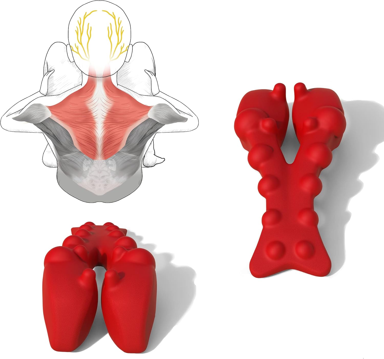 LittleMum Trapezius Massager, Neck, Shoulder & Upper Back Pain Relief Manual Massager – Trigger Point Tool for Trapezius Tightness, Tension Headaches, Tech-Neck, and Suboccipital Release