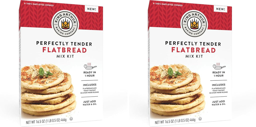 King Arthur Baking Company Perfectly Tender Flatbread Mix Kit 16.5 oz., Baking Mix - Ready in 1 hour (Pack of 2)