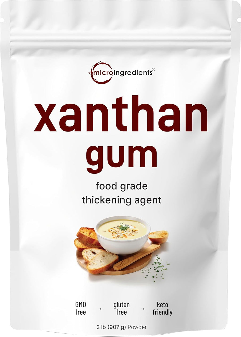Micro Ingredients Xanthan Gum Powder 2lb (32oz) Premium Quality for Keto & Gluten-Free Baking Unflavored Thickening Agent for Cooking Non-GMO Vegan Friendly