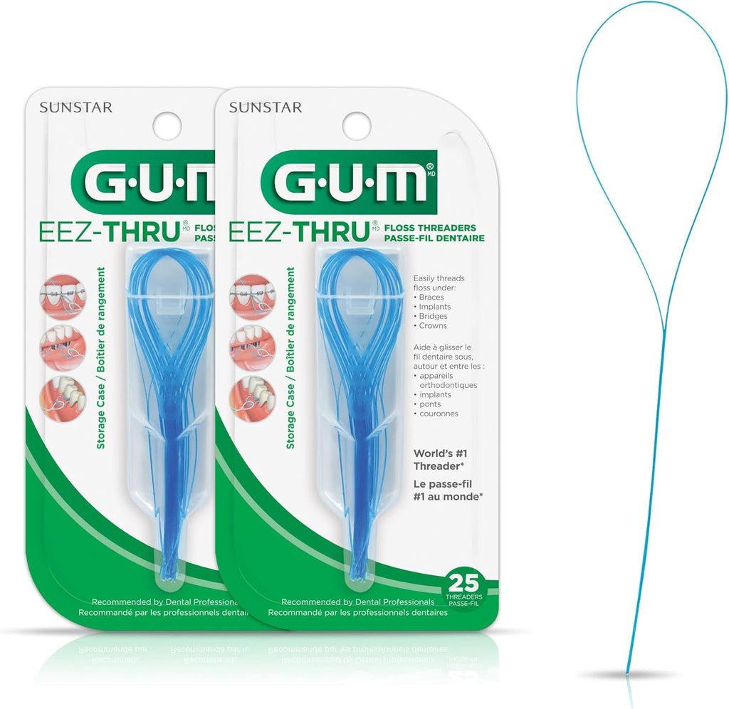 GUM EEZ-Thru Floss Threaders, Dental Flossers for Braces, Bridges, & Implants