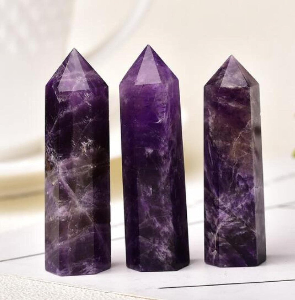 1PC Natural Crystal Column Quartz Rock Mineral Specimen Crystal Point Quartz Rainbow Wand Home Decor Stone,Dream Amethyst,50-60mm