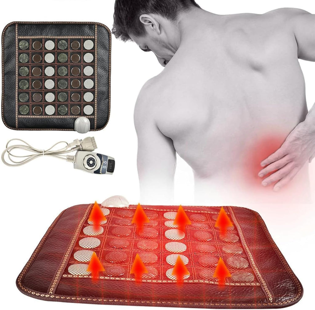 Jade Heating Pad, Far Infrared Jade Amethyst Heat Stone Mat for Back Pain, Full Body Heating Pad, Adjustable Temperature, EMF Free, Back Pain and Cramps Relief, for Home Office Whole Body