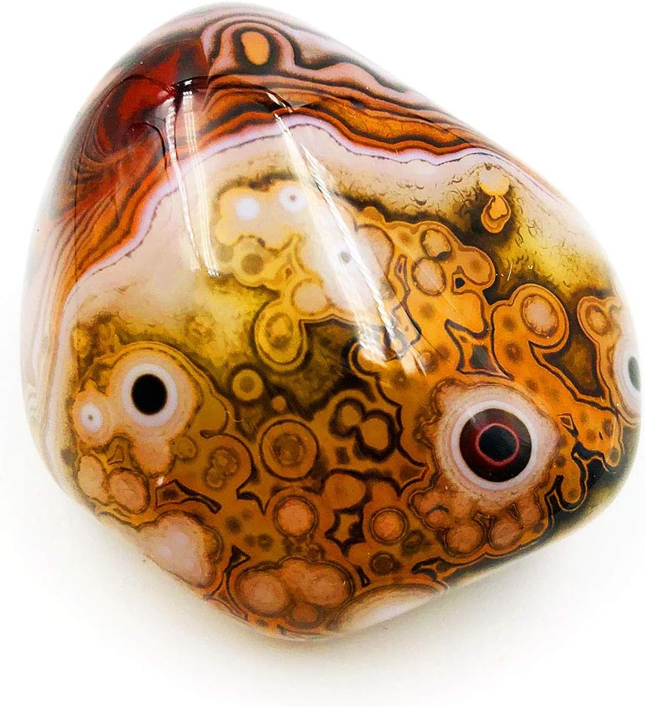 Natural Banded Agate Palm Stone, Polished Worry Healing Crystal Specimen Sphere Pebble Irregular Shaped, 100-150g