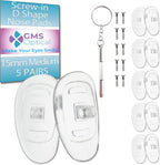 GMS Optical Screw-in Silicone Nose Pads for Glasses | 15mm Medium, 7.4mm Width | Non Slip Nose Grips for Sunglasses and Eyewear, Anti Slip Eyeglass Accessories w/Screws & Screwdriver (5 Pairs)
