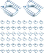 QWORK Metal Wire Buckle, 1/2" Width, 50 Pack, Silver, for Polypropylene Strapping Cord Strapping