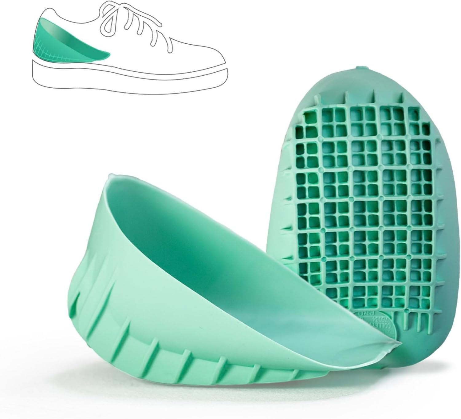 Tuli's Heavy Duty Heel Cups, Shock-Absorbing Cushion Insert for Plantar Fasciitis, Sever’s Disease, and Heel Pain, Green, 1 Pair, Regular
