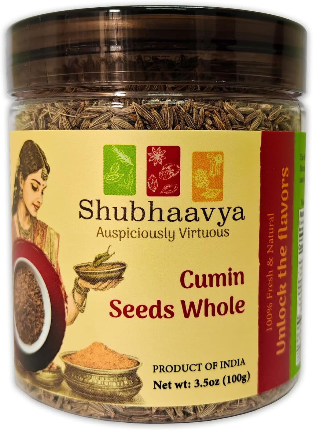 Shubhaavya Cumin Seeds Whole 3.5oz (100g) - Premium Indian Jeera | All Natural | Gluten Free | NON-GMO