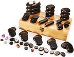 Master Massage 60-Piece Deluxe Hot Stone Set Including Basalt Volcano Rocks, Marble Cold Stones, and Chakra Balancing Tools - Ultimate All-in-One Package Kit for Hot Stone Massage Therapy