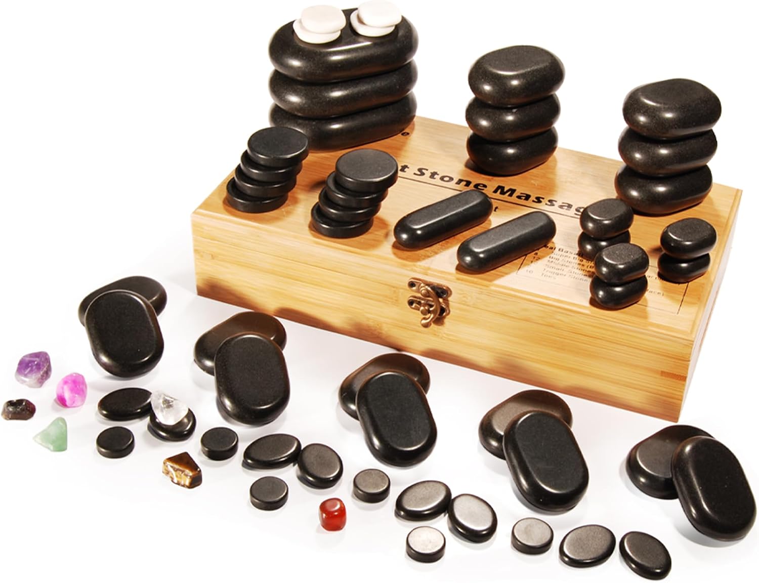 Master Massage 60-Piece Hot Stone Set – Basalt Volcano Rocks, Marble Cold Stones & Chakra Tools – Complete Kit for Hot Stone Therapy