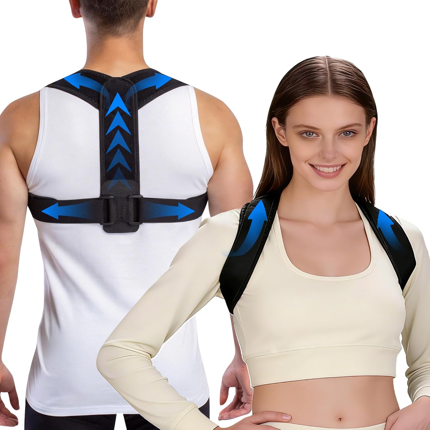 Upper Back Brace Posture Corrector for Women and Men, Adjustable Upper & Mid Back Support, Breathable Back Straightener for Neck, Shoulder & Clavicle Pain Relief