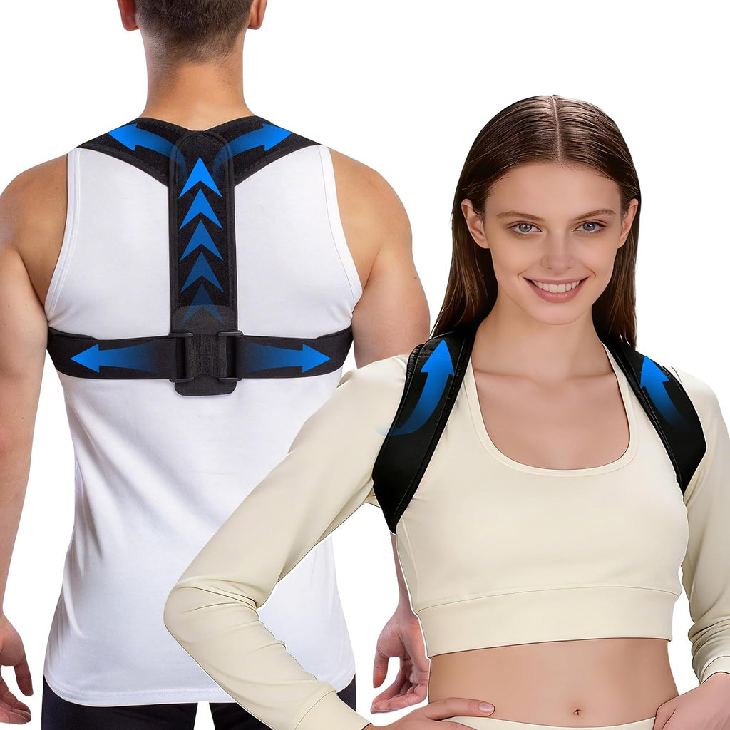 Lukvcoe Upper Back Brace Posture Corrector for Women and Men, Adjustable Upper & Mid Back Support, Breathable Back Straightener for Neck, Shoulder & Clavicle Pain Relief