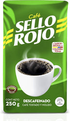 Café Sello Rojo Ground Coffee Decaf | Balanced Flavor | 100% Colombian Dark Roast Ground Decaf Coffee | 8.8 Oz (Pack of 1)