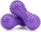Peanut Shape PVC Hard Spiky Massage Ball Trigger Point Deep Tissue Massaging Hand Foot Massager Roller Ball Tension Muscle Relax - 2 Pack, Purple (Purple)