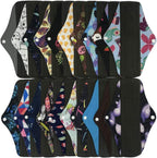 MUMBABY 16 Pieces 10 inch Regular Charcoal Bamboo Mama Cloth/Menstrual Pads/Reusable Sanitary Pads