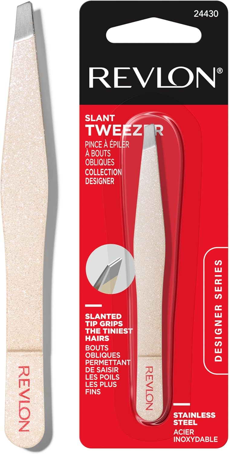 Revlon Designer Series Slant Tweezer, High Precision, Made With Long Lasting Stainless Steel, 1 Count