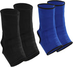 Geyoga 2 Pairs Muay Thai Ankle Support Compression Ankle Sleeve Boxing Foot Braces for Men Breathable Women Foot Wraps Support for Martial Arts Kickboxing Gym Running, L Size(Black, Blue)
