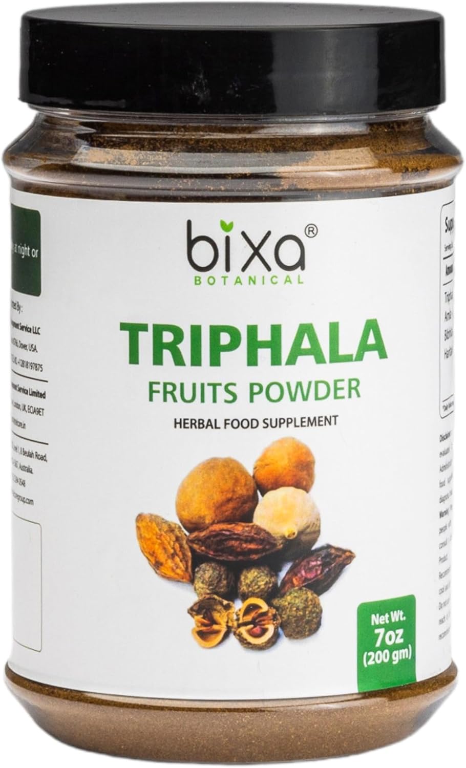 bixa BOTANICAL Natural Triphala Powder | 200 Grams / 7 OZ | Gluten Free, Steam Treated, Vegan, 100% Pure.