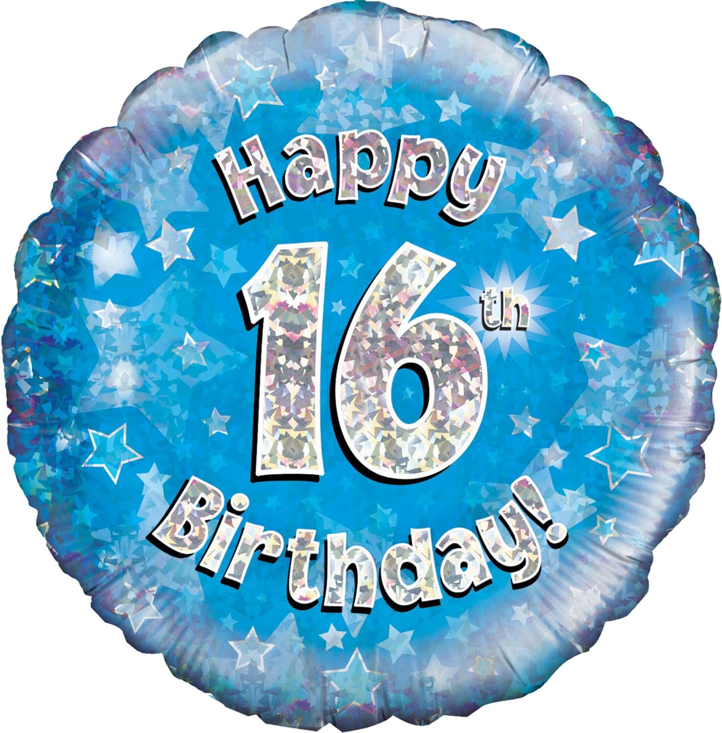 Oaktree UK Oaktree 18" Happy 16th Birthday Blue Holographic, Aluminium