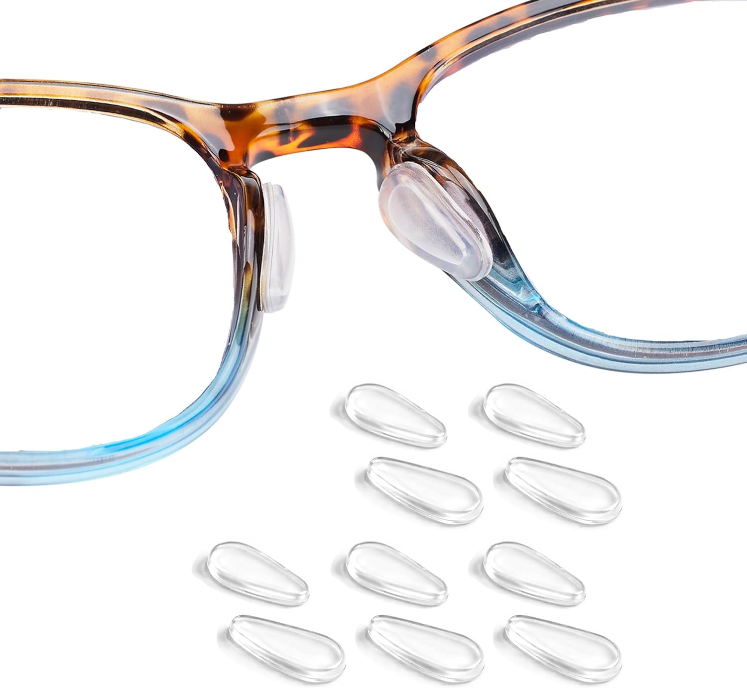 Eyeglass Nose Pads, 2.2mm Thickness Adhesive Anti Slip Glasses Nose Pad with Air Bag, Comfort Silicone Glasses Grip Cushions for Sunglasses, Eyeglasses & Reading Glasses (5 Pairs, Clear)