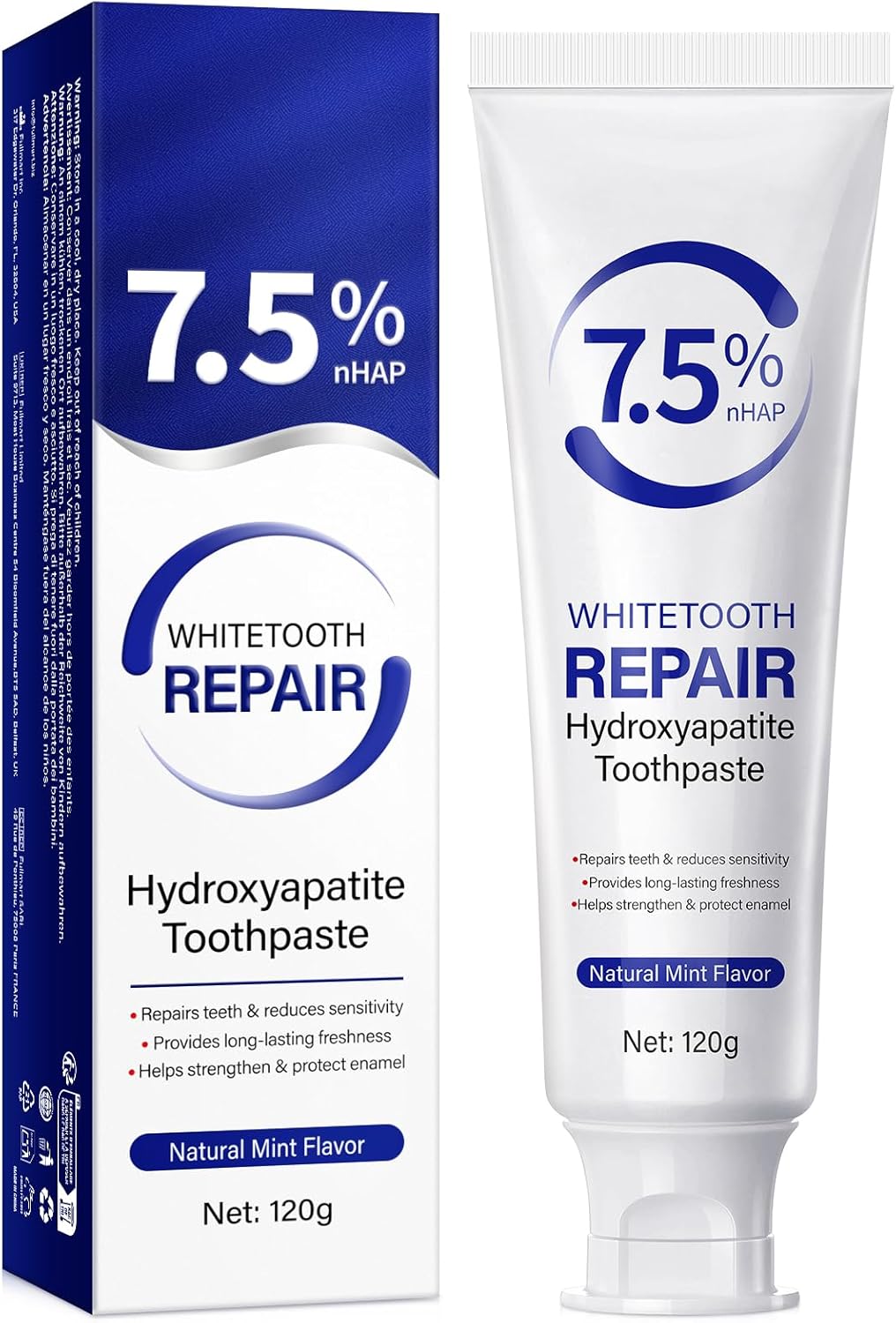 Hydroxyapatite Toothpaste – Protects Enamel, Strengthens Teeth, Deeply Cleans and Promotes Oral Health with a Refreshing Mint Flavor.