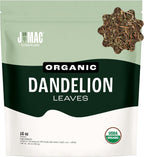 J Mac Botanicals, Organic Dandelion Leaves (16 oz bag) USDA Certified Organic Dandelion leaf tea, te diente de leon organico, Packaged in the USA, Cut and Sifted, No Caffeine, Fresh dried dandelion