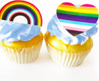 Sugar Robot Pride Decorations for Cake Decorating - Rainbow Cake Toppers and Hearts Cupcake Toppers - Made in the USA - Premium Crafted