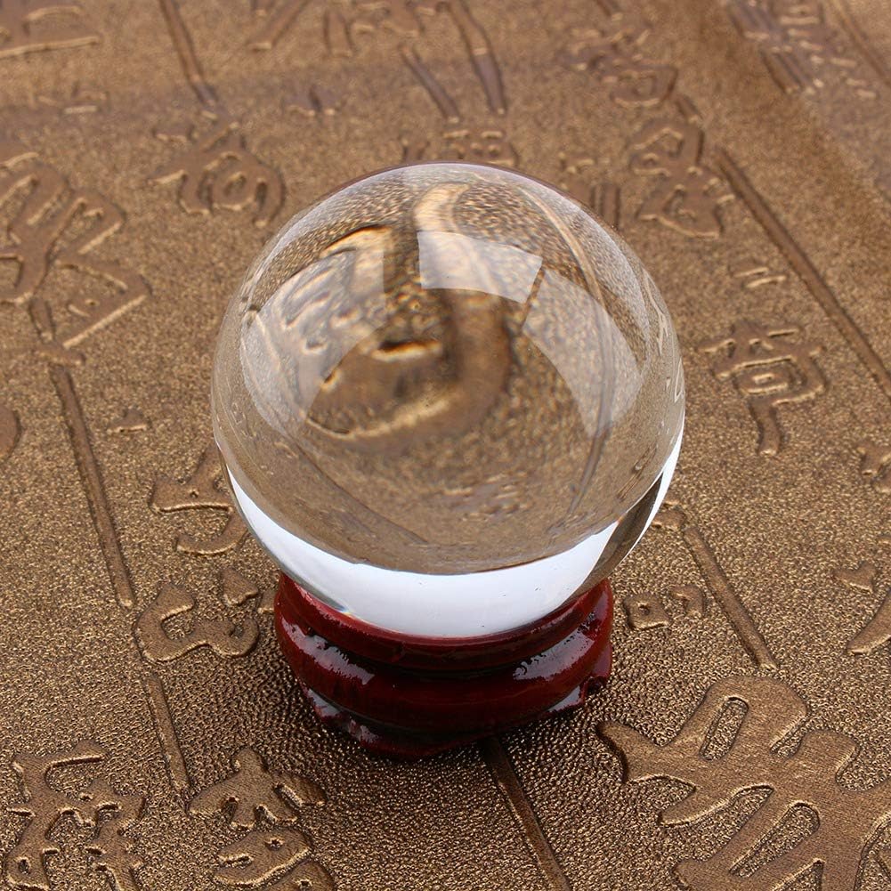 Hztyyier Clear Quartz Crystal Ball with Stand Base, Feng Shui Healing Sphere