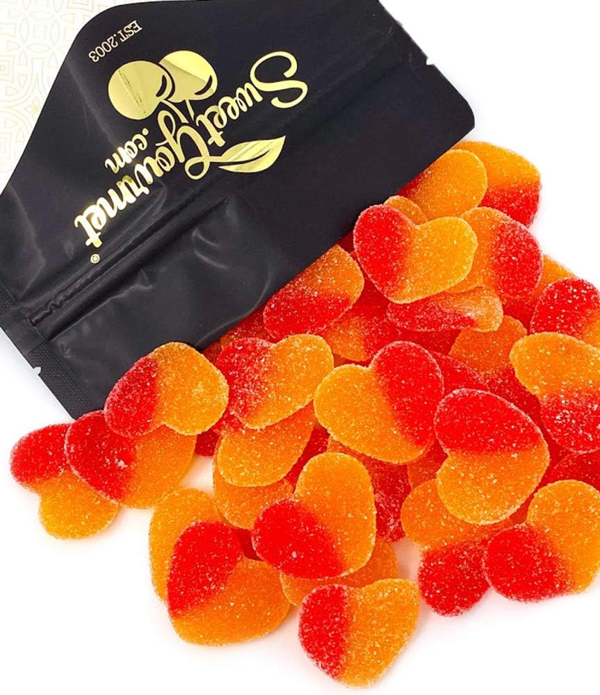 SweetGourmet Juicy Peach Hearts Gummy | Bulk Sanded Candy | 2 Pounds