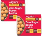 High Protein Besan Laddu – Sugar-Free Gram Flour Sweet Snack with Plant-Based Sweetener, Low Carb & High Fiber Indian Sweet - Pack of 2 (12 pcs)