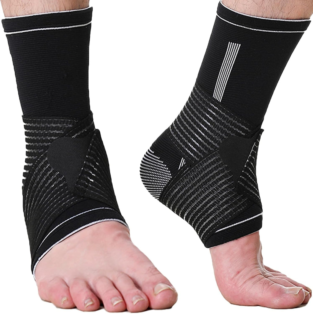 NeoTech Care Adjustable Ankle Support Brace (Black, Size L, 1 Pair)