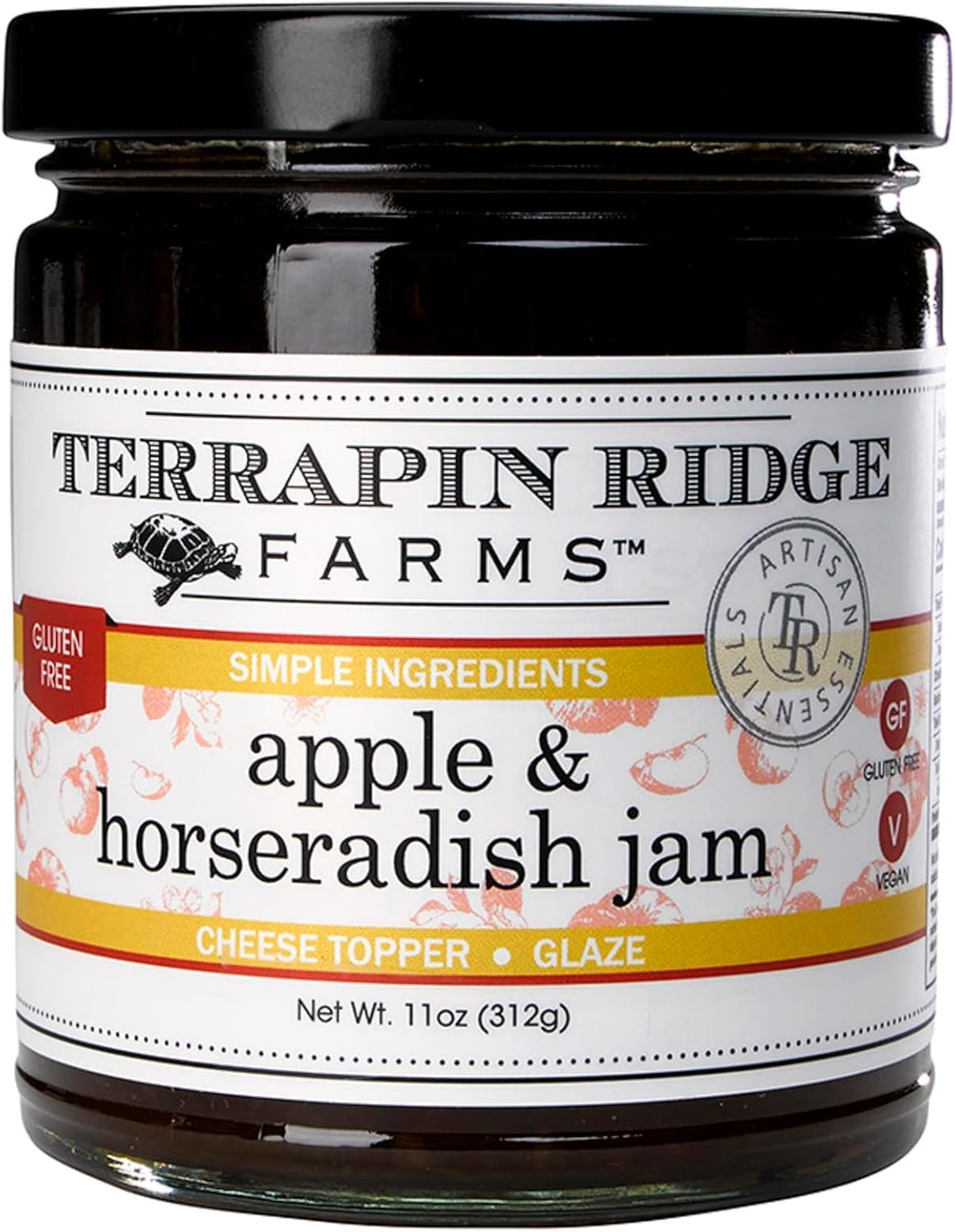 Terrapin Ridge Farms Apple Horseradish Jam – Sweet & Spicy Jam for Meats, Cheese, and More – Gluten Free, Vegan – 11 oz jar