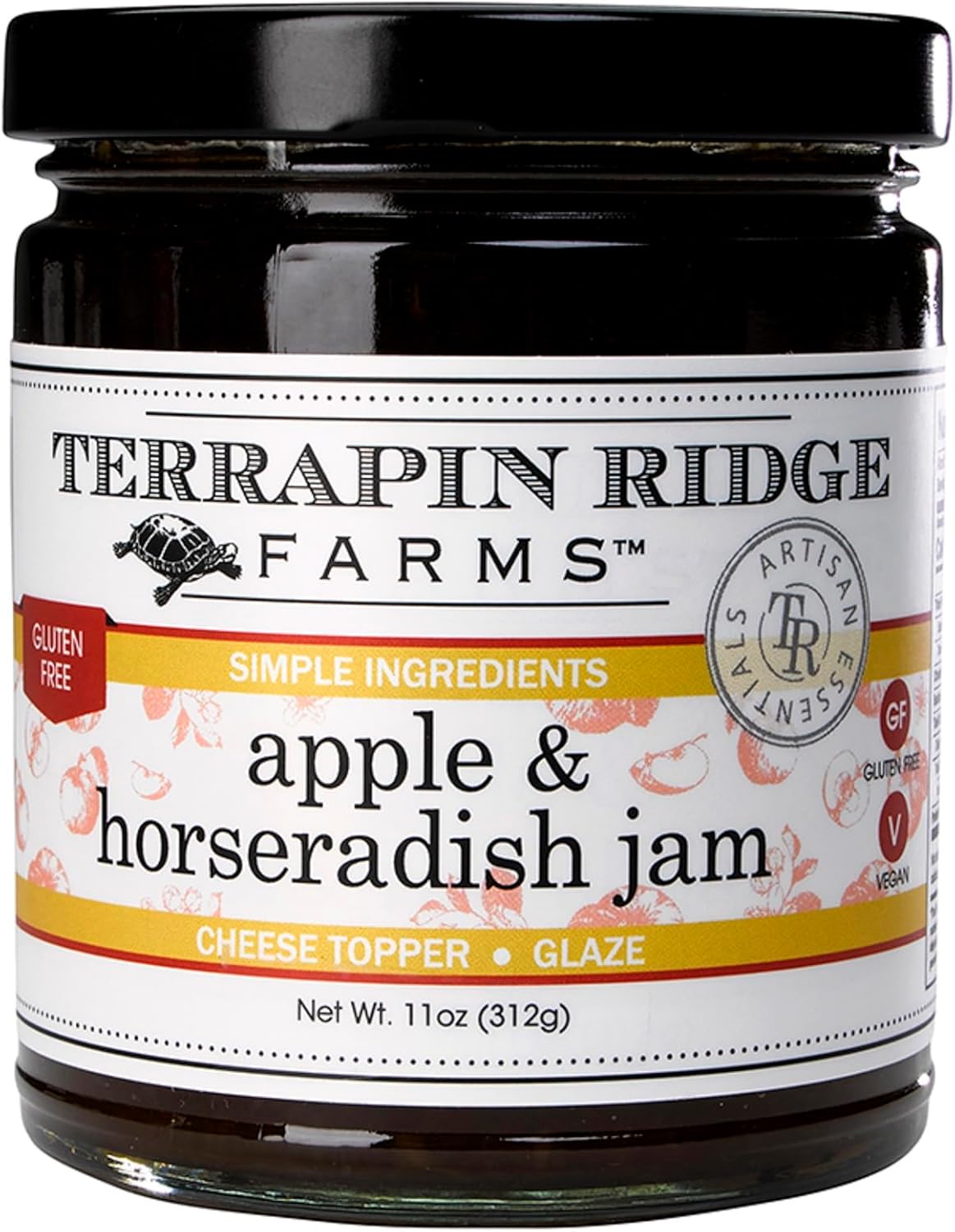 Terrapin Ridge Farms Apple Horseradish Jam – Sweet & Spicy Jam for Meats, Cheese, and More – Gluten Free, Vegan – 11 oz jar