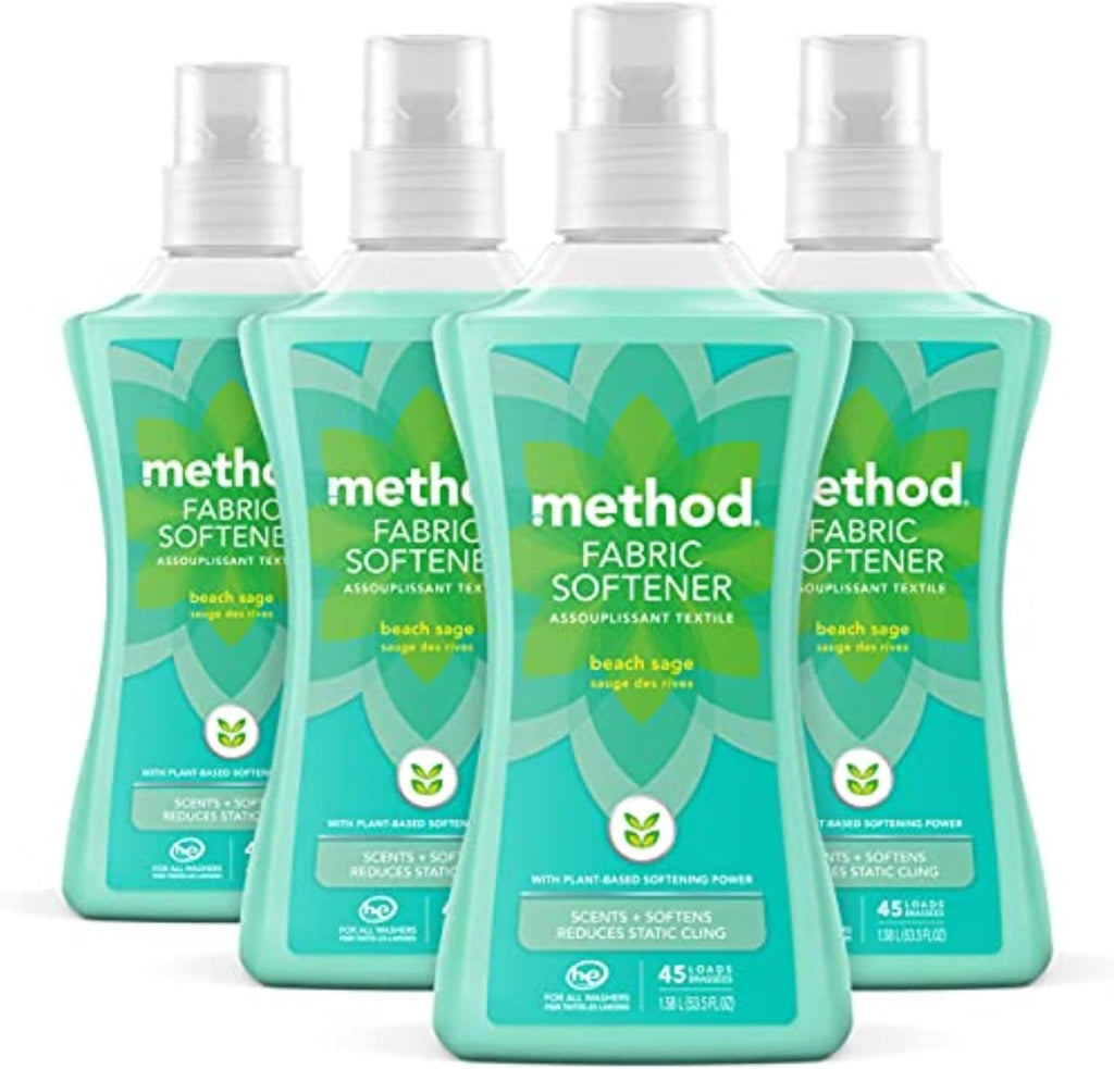Method Fabric Softener; Beach Sage; 53.5 Ounces; 45 Loads; 4 pack; Packaging May Vary