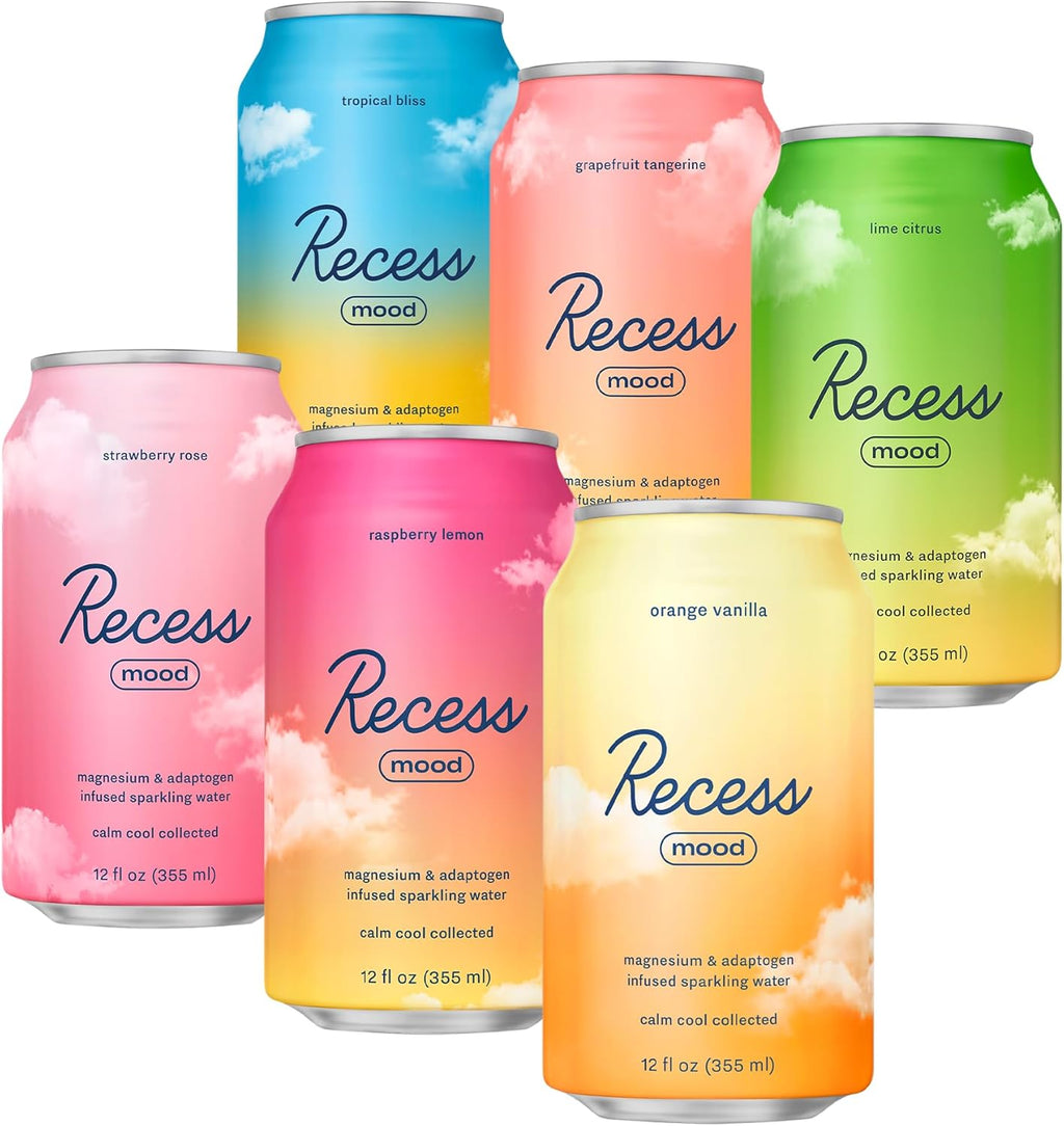 Recess Mood Magnesium Supplement Drink Calming Beverage, 12 Ounce (Variety Pack, 12 Pack) *Greatest Hits Sampler*