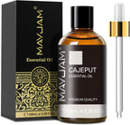 MAYJAM Cajeput Essential Oil, 3.38FL.OZ Pure Essential Oils with Glass Dropper, Large Volume Cajeput Oil, Perfect for Massage, DIY Candle and Soap Making (100ML)