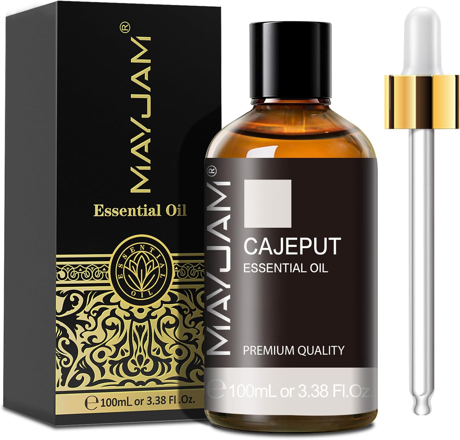 MAYJAM Cajeput Essential Oil, 3.38FL.OZ Pure Essential Oils with Glass Dropper, Large Volume Cajeput Oil, Perfect for Massage, DIY Candle and Soap Making (100ML)