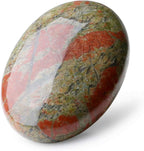 LAIDANLA Unakite 2.4" Large Palm Stone Healing Crystals Natural Gemstones Calming Effects Energy Balancing Reiki Polished Worry Stone Cleansing Protection Anxiety Stress Relief Therapy 1PC