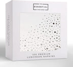 Stylish Silver Napkins - 100 Pack of White and Silver Lunch Napkins - Add Sparkle to Your Event with 6.5 x 6.5 Inch Party Napkins - Disposable 3 Ply Wedding Napkins for Reception