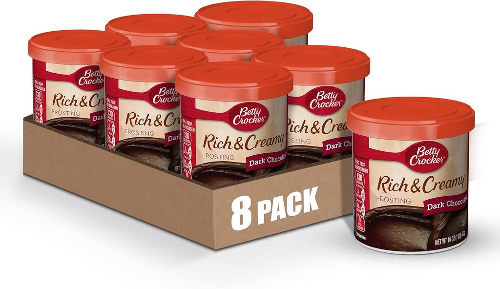 Betty Crocker Rich & Creamy Gluten Free Dark Chocolate Frosting, 16 oz. (Pack of 8)