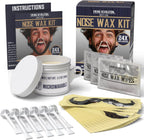 Viking Revolution Nose Hair Waxing Kit for Men - Quick Kit Men with 24 Wax Sticks - Nose Hair Wax Kit Includes Mustache Sticker Guard and Post-Wax Calming Wipes with Aloe Vera (3.5 oz)